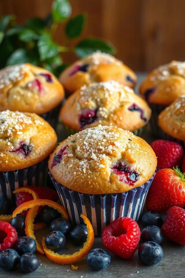 bake fluffy berry muffins