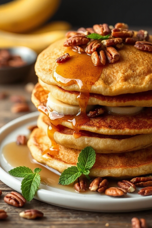 banana pecan buttermilk pancakes