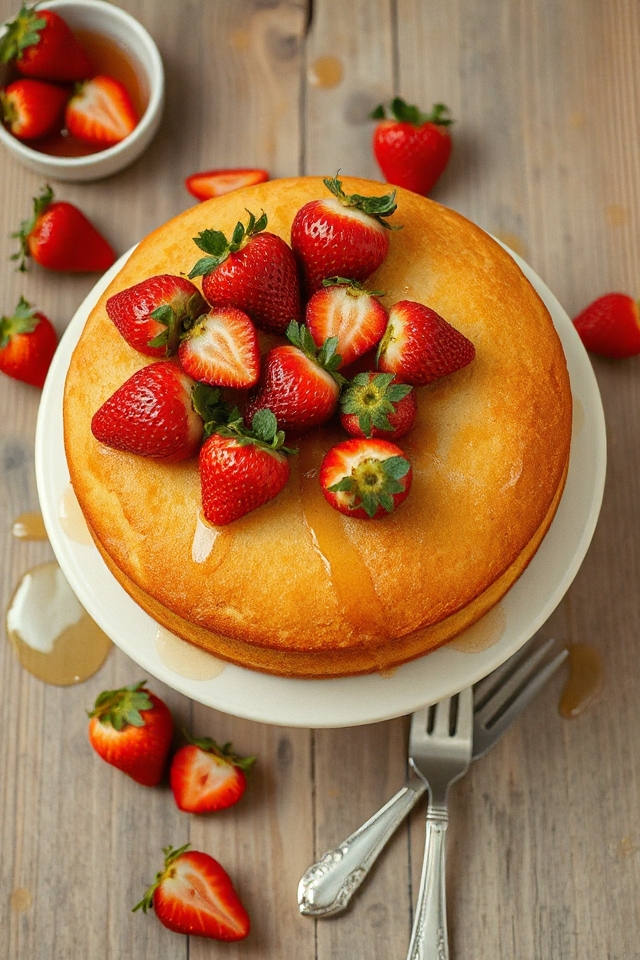 buttermilk cake with strawberries