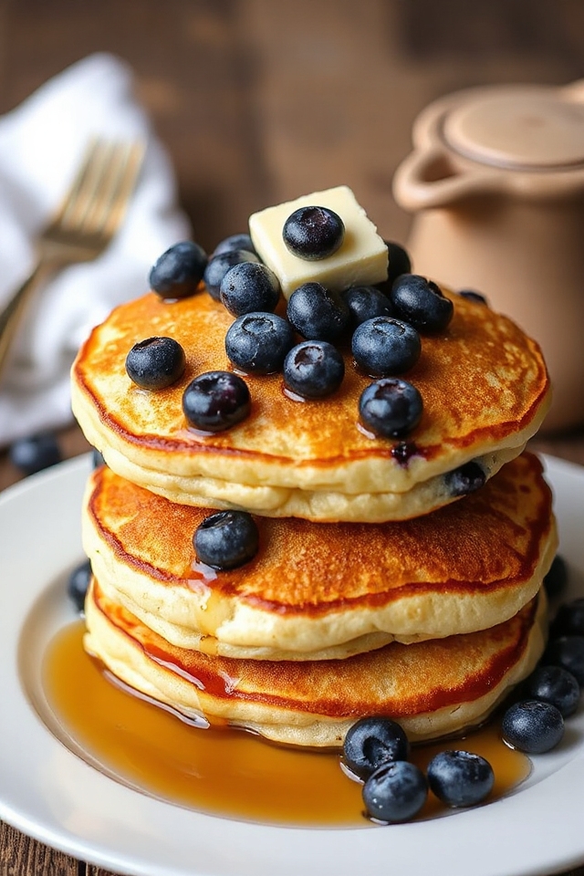 fluffy buttermilk blueberry pancakes