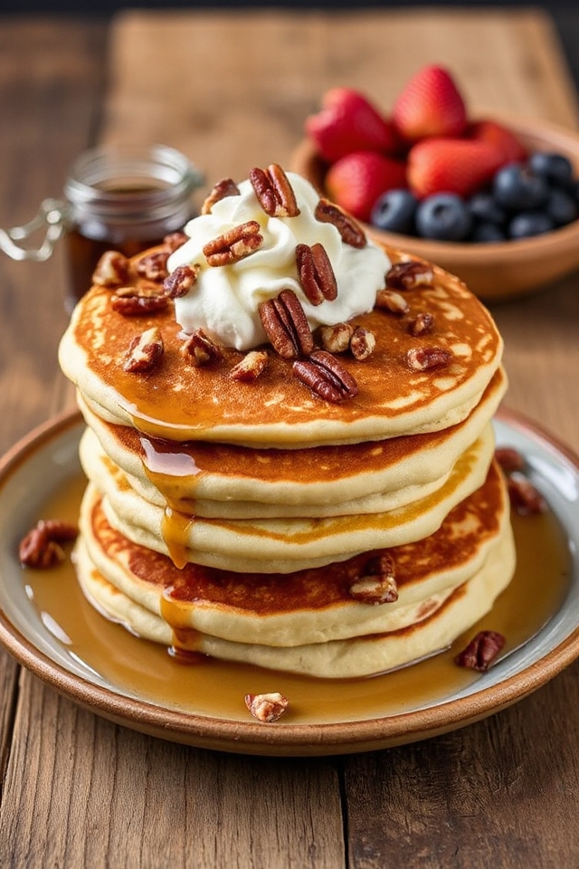 fluffy buttermilk pecan pancakes