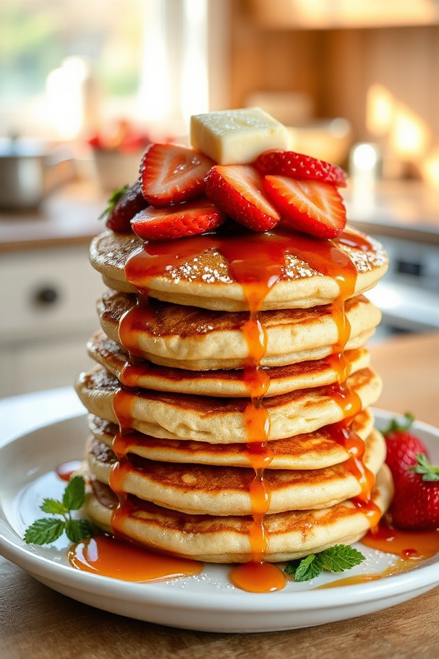 fluffy strawberry buttermilk pancakes